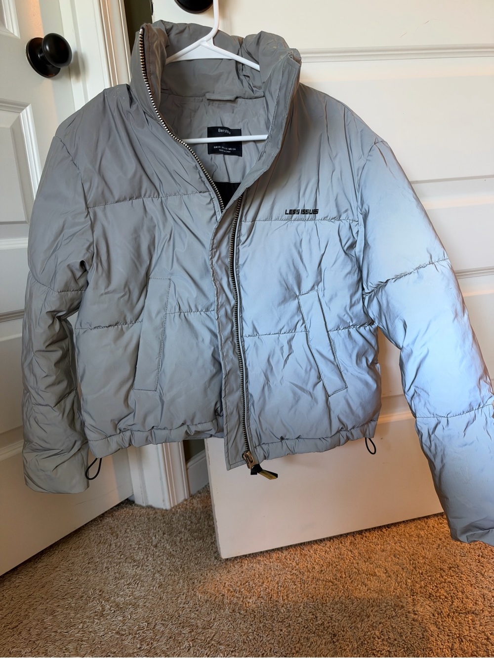 Reflective Silver Puffer Jacket - Women's Quilted Coat